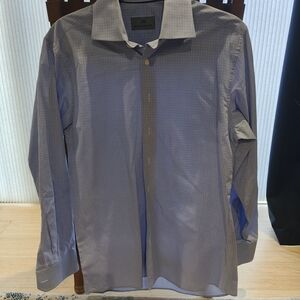 JB Workshop by Workshop Republic Clothing Blue Micro-Check Dress Shirt